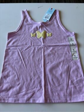 Cat & Jack Light Pink Tank Top with Yellow Butterfly Trio